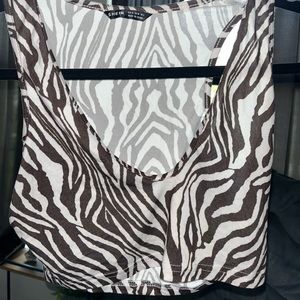 Shein cropped zebra print top size M